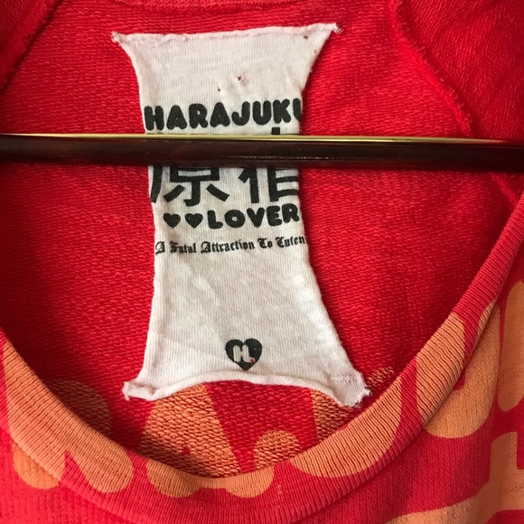 Harajuku Lovers Red Hoodie Top - Picture 3 of 7